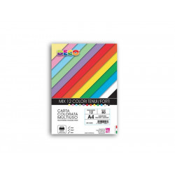 Carta colorata 12 fogli, formato A4 colori assortiti